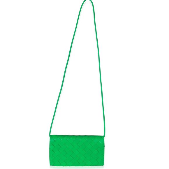 Bottega Veneta Parakeet Intrecciato Leather Wallet On Strap - Picture 4 of 8